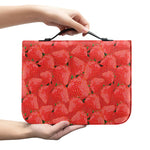 Red Strawberry Pattern Print Leather Bible Cover