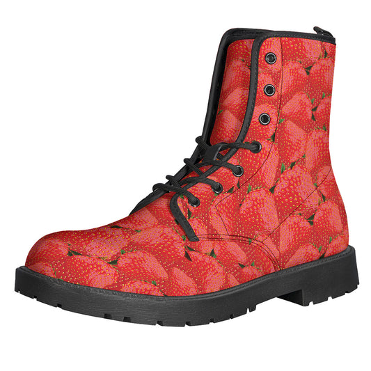 Red Strawberry Pattern Print Backpack