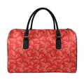 Red Strawberry Pattern Print Leather Duffel Bag