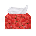 Red Strawberry Pattern Print Leather Tissue Box Cover