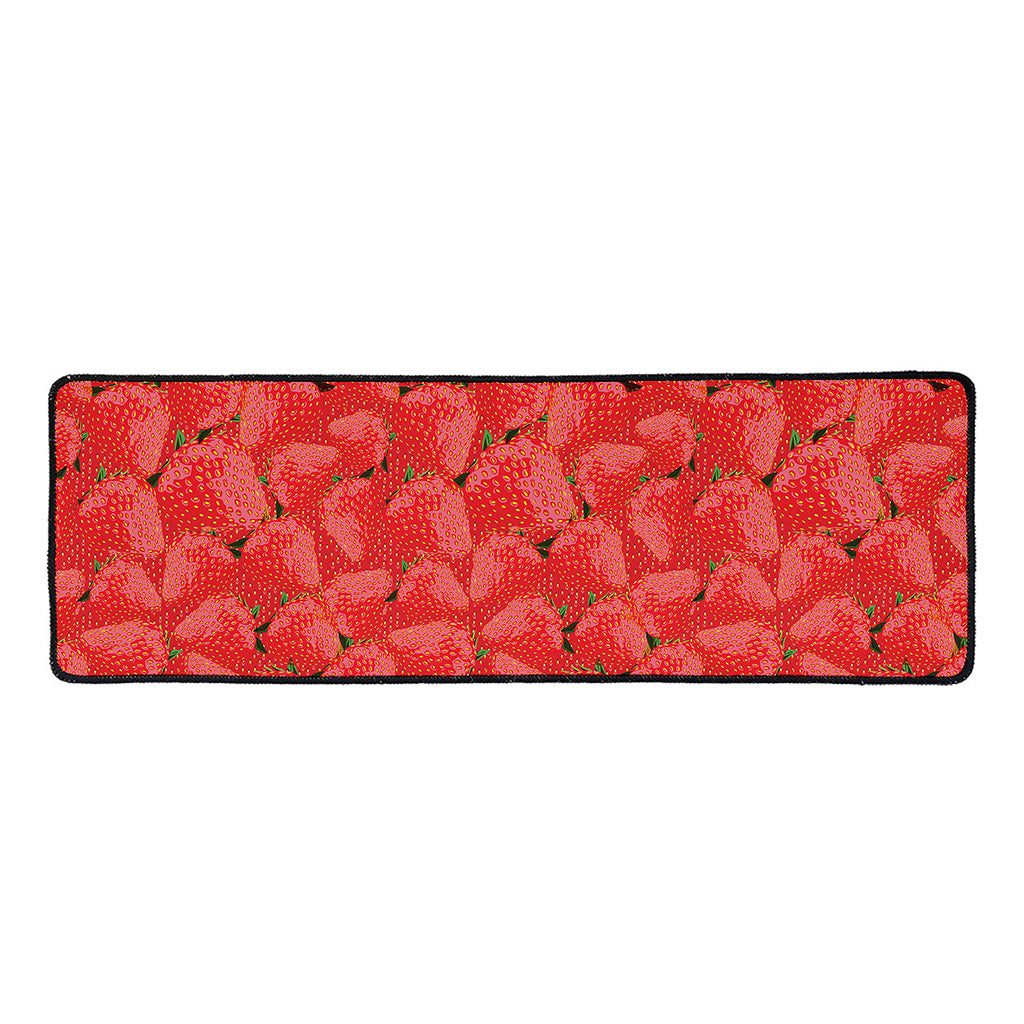 Red Strawberry Pattern Print Long Kitchen Mat