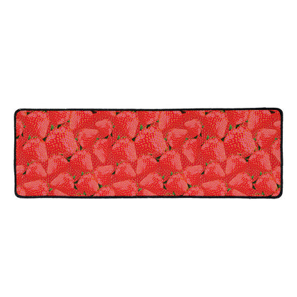 Red Strawberry Pattern Print Long Kitchen Mat