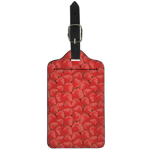 Red Strawberry Pattern Print Luggage Tag