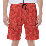 Red Strawberry Pattern Print Men's Beach Shorts