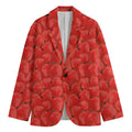 Red Strawberry Pattern Print Men's Blazer