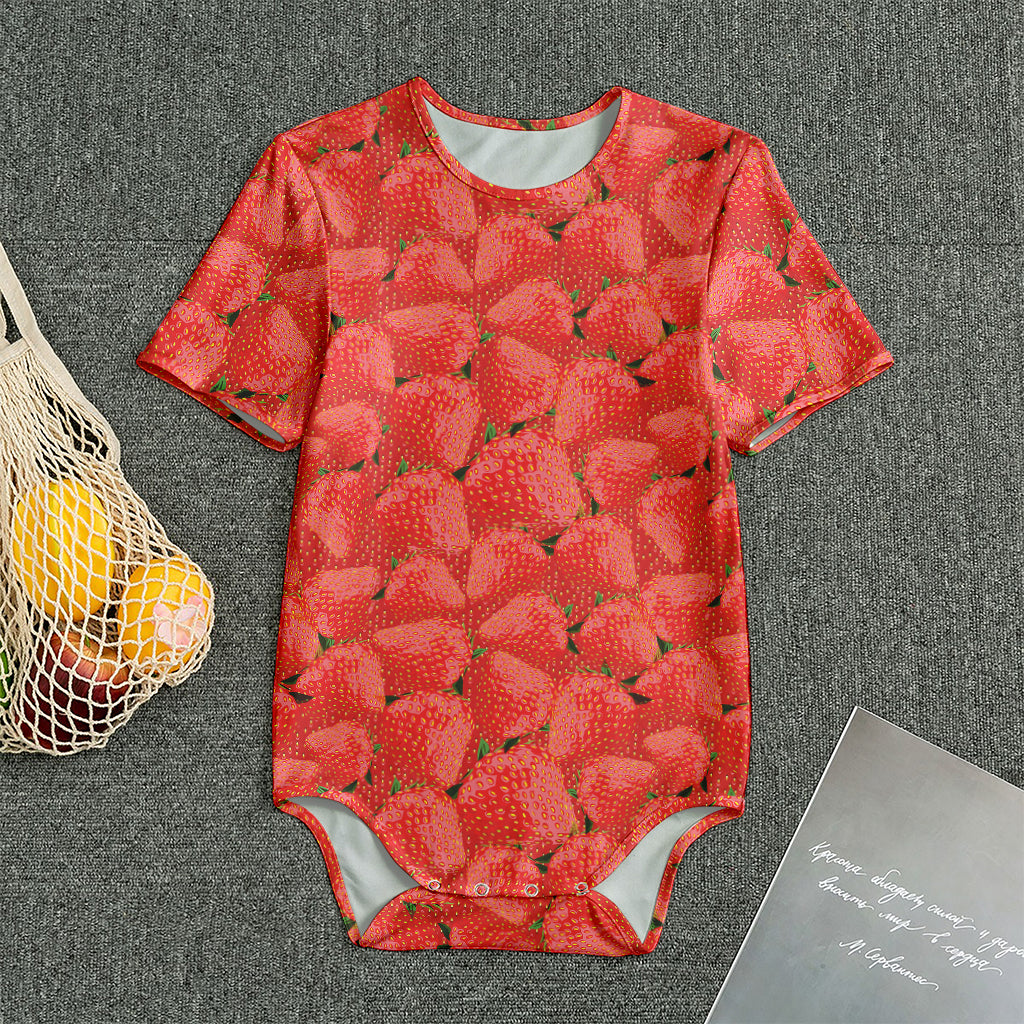 Red Strawberry Pattern Print Men's Bodysuit