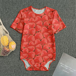 Red Strawberry Pattern Print Men's Bodysuit