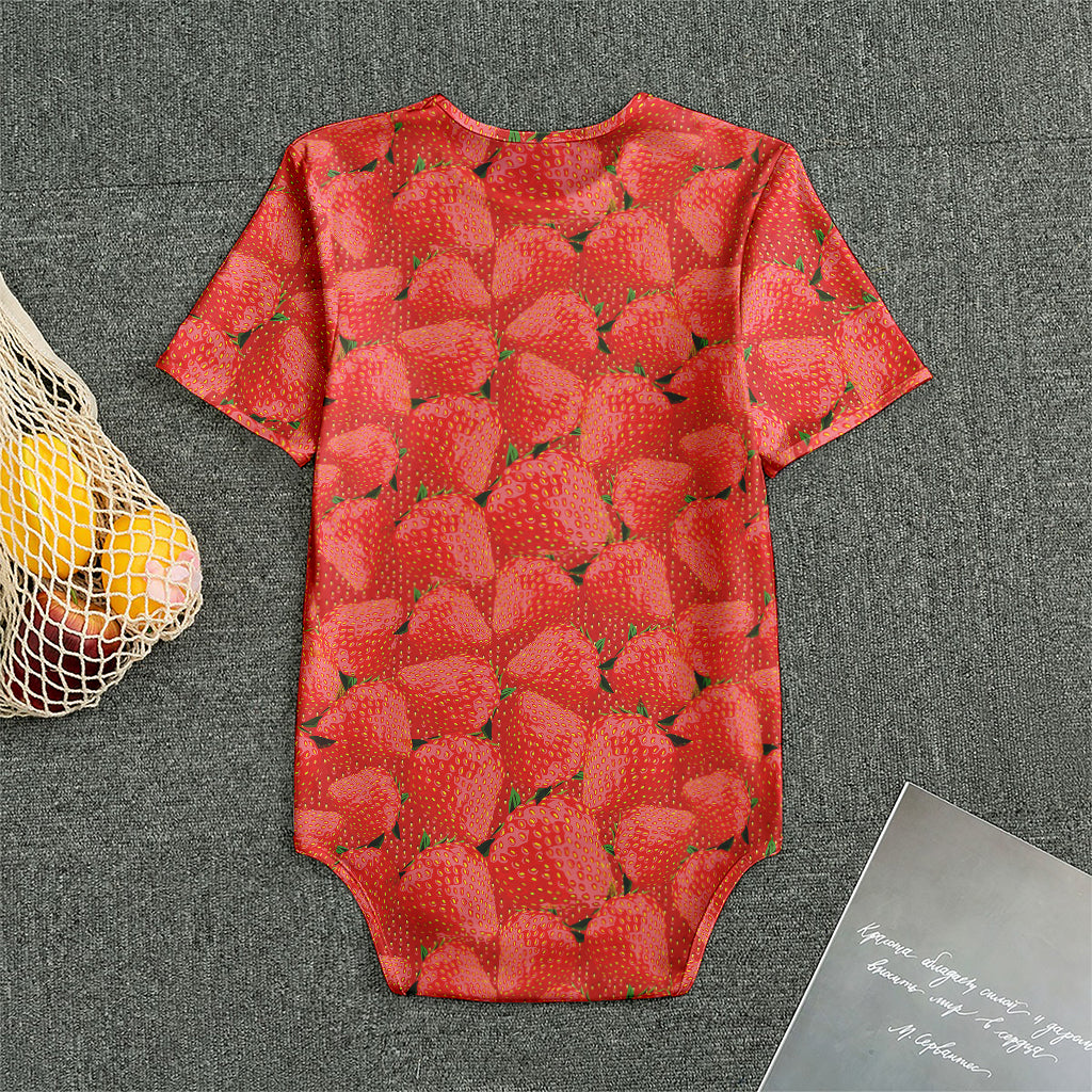 Red Strawberry Pattern Print Men's Bodysuit