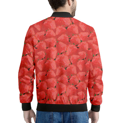 Red Strawberry Pattern Print Men's Bomber Jacket