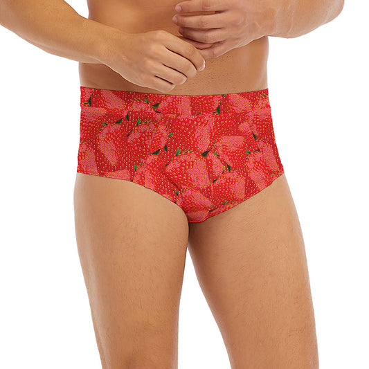 Red Strawberry Pattern Print Men's Briefs