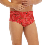 Red Strawberry Pattern Print Men's Briefs