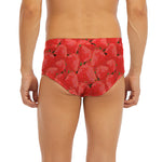 Red Strawberry Pattern Print Men's Briefs