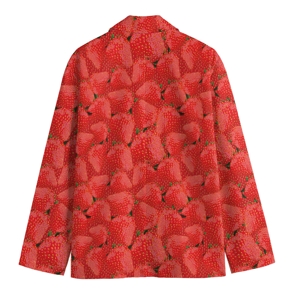 Red Strawberry Pattern Print Men's Cotton Blazer