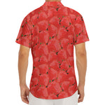 Red Strawberry Pattern Print Men's Deep V-Neck Shirt
