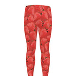 Red Strawberry Pattern Print Men's leggings