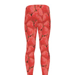 Red Strawberry Pattern Print Men's leggings
