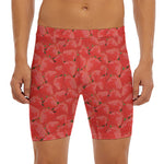 Red Strawberry Pattern Print Men's Long Boxer Briefs