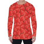 Red Strawberry Pattern Print Men's Long Sleeve T-Shirt