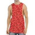 Red Strawberry Pattern Print Men's Muscle Tank Top