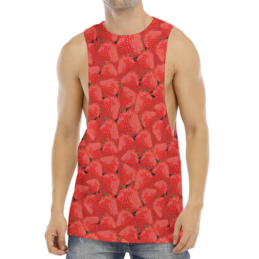 Red Strawberry Pattern Print Men's Muscle Tank Top