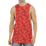Red Strawberry Pattern Print Men's Muscle Tank Top
