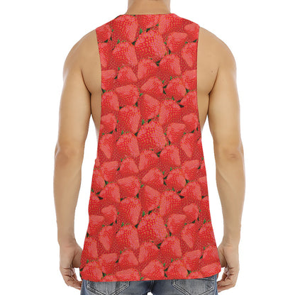 Red Strawberry Pattern Print Men's Muscle Tank Top