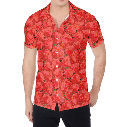 Red Strawberry Pattern Print Men's Shirt