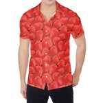 Red Strawberry Pattern Print Men's Shirt