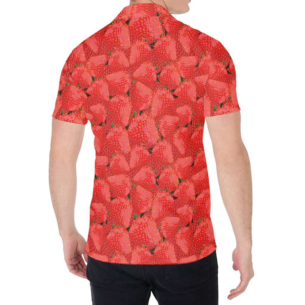Red Strawberry Pattern Print Men's Shirt