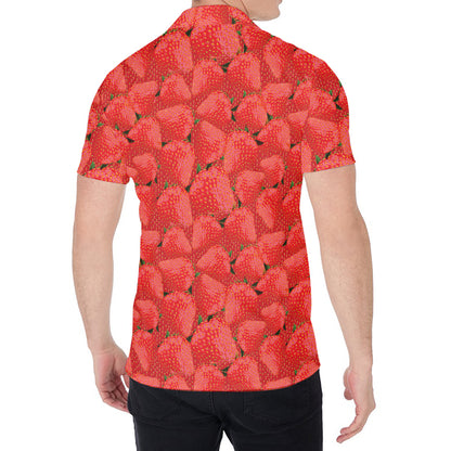 Red Strawberry Pattern Print Men's Shirt