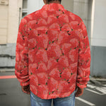 Red Strawberry Pattern Print Men's Shirt Jacket