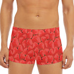 Red Strawberry Pattern Print Men's Short Boxer Briefs