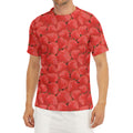 Red Strawberry Pattern Print Men's Short Sleeve Rash Guard