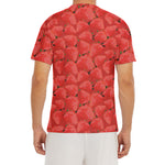 Red Strawberry Pattern Print Men's Short Sleeve Rash Guard