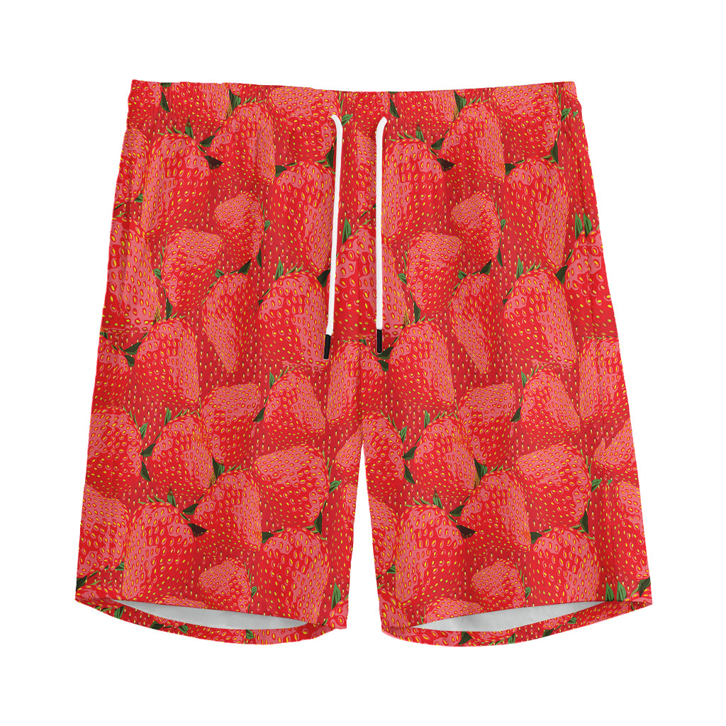 Red Strawberry Pattern Print Men's Sports Shorts