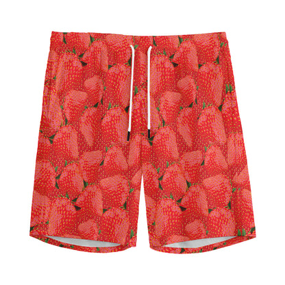 Red Strawberry Pattern Print Men's Sports Shorts