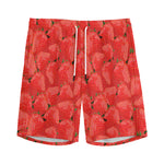 Red Strawberry Pattern Print Men's Sports Shorts