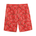 Red Strawberry Pattern Print Men's Sports Shorts