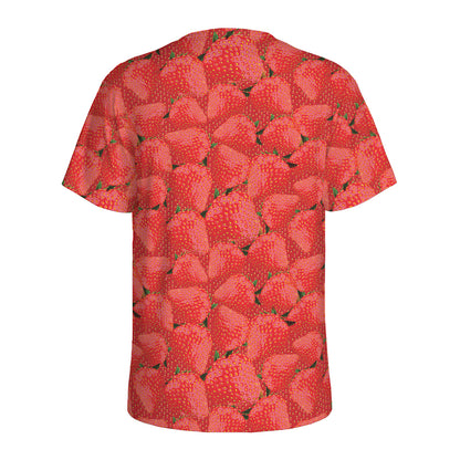 Red Strawberry Pattern Print Men's Sports T-Shirt