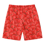 Red Strawberry Pattern Print Men's Swim Trunks