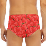 Red Strawberry Pattern Print Men's Triangle Swim Briefs
