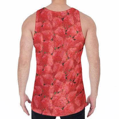 Red Strawberry Pattern Print Men's Velvet Tank Top