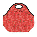 Red Strawberry Pattern Print Neoprene Lunch Bag