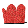Red Strawberry Pattern Print Oven Mitts