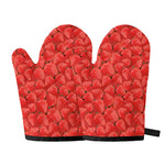 Red Strawberry Pattern Print Oven Mitts