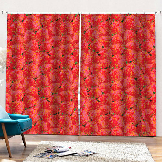 Red Strawberry Pattern Print Pencil Pleat Curtains