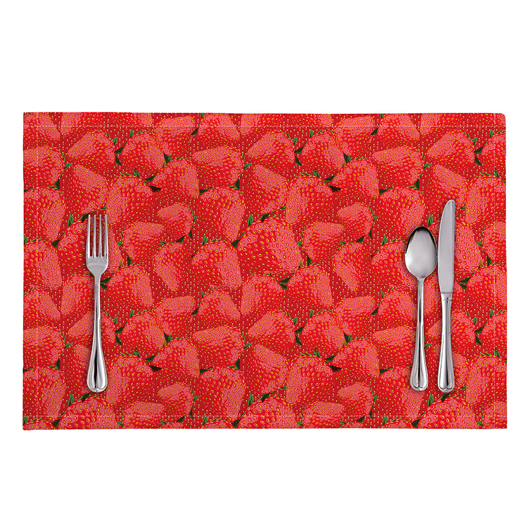Red Strawberry Pattern Print Placemat