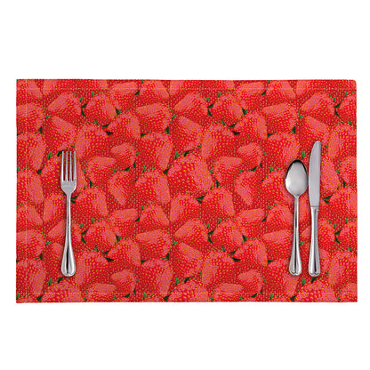 Red Strawberry Pattern Print Placemat