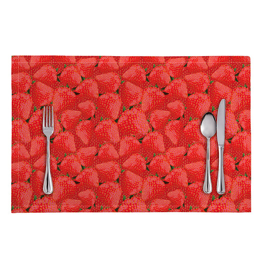 Red Strawberry Pattern Print Placemat
