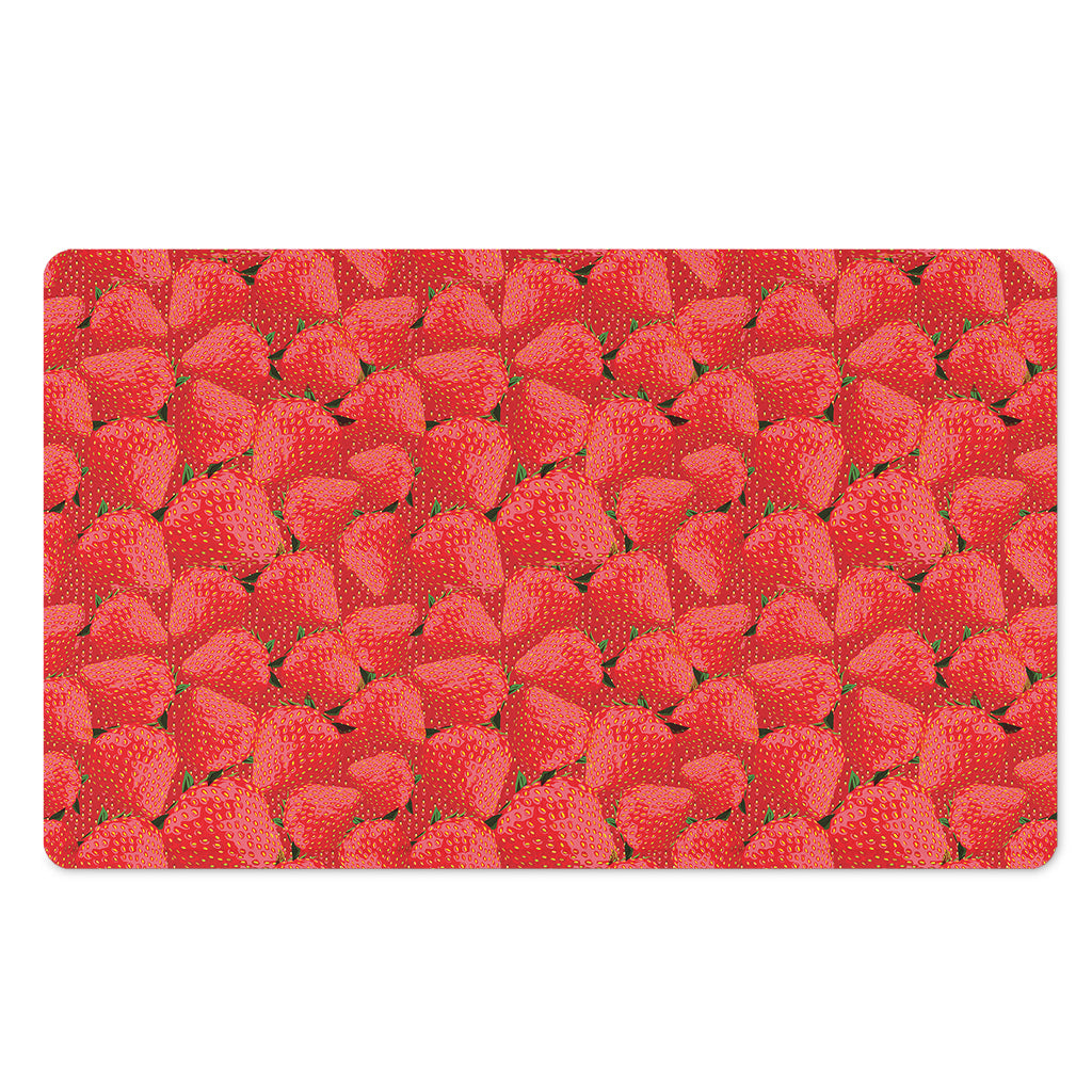 Red Strawberry Pattern Print Polyester Doormat